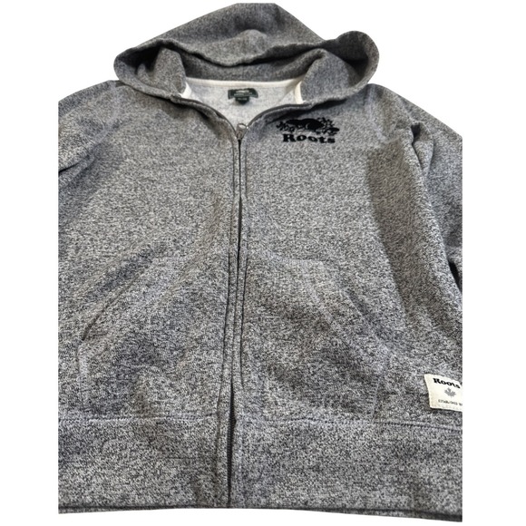 ROOTS Kids Unisex Salt & Pepper Full Zip Hoodie Beaver Logo XL 11–12 Years - Picture 3 of 8